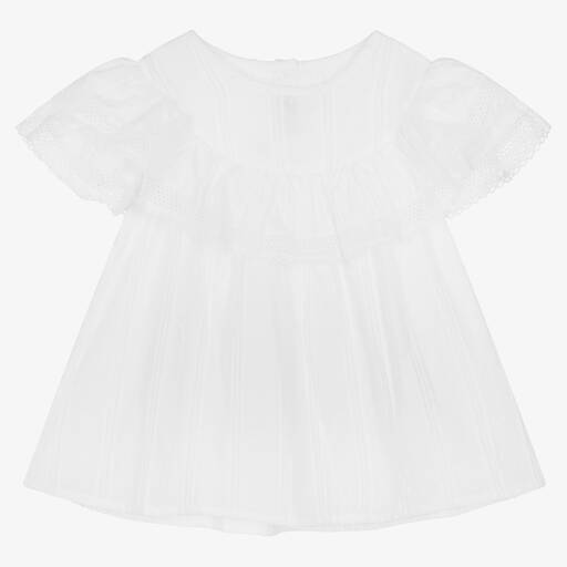 Phi Clothing-بلوز قطن بلوميتي لون أبيض للبنات | Childrensalon Outlet