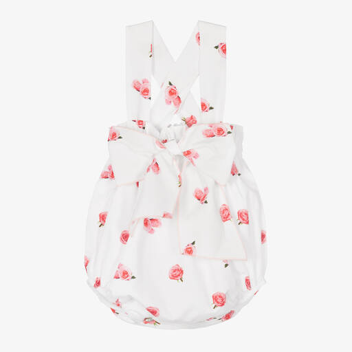 Phi Clothing-Белый хлопковый песочник с цветами для девочек | Childrensalon Outlet