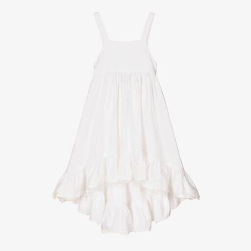 Phi Clothing-Girls White Organic Cotton Dress | Childrensalon Outlet