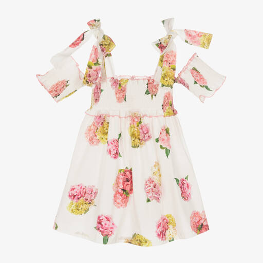 Phi Clothing-Girls White & Pink Floral Dress | Childrensalon Outlet