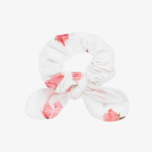 Phi Clothing-Girls White & Pink Roses Hair Elastic (12cm) | Childrensalon Outlet