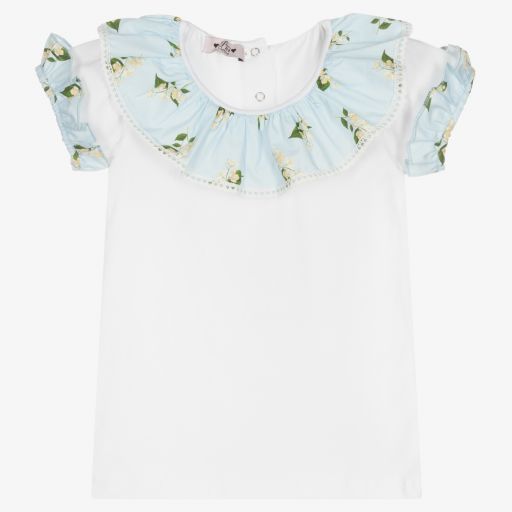 Phi Clothing-T-shirt blanc à volants Fille | Childrensalon Outlet