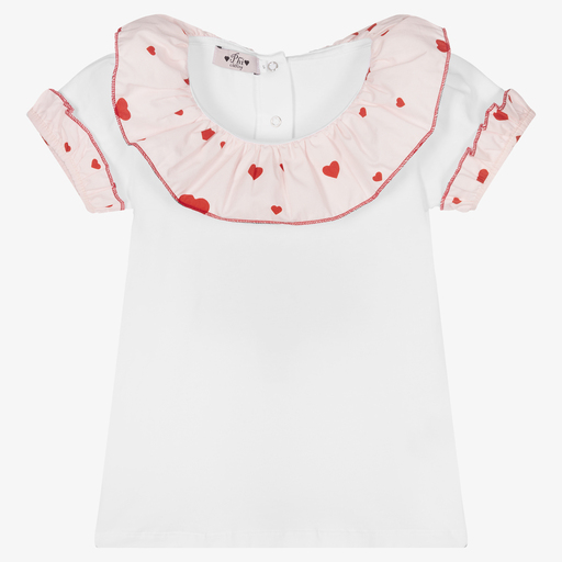 Phi Clothing-Girls White Ruffle T-Shirt | Childrensalon Outlet