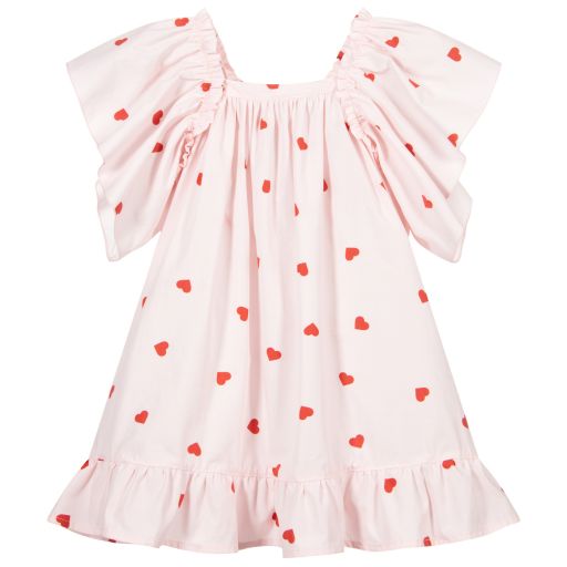 Phi Clothing-Pink Cotton Heart Print Dress | Childrensalon Outlet