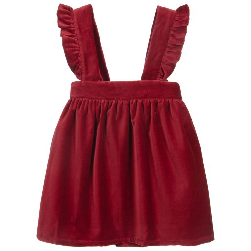 Phi Clothing-Red Velvet Pinafore Dress | Childrensalon Outlet