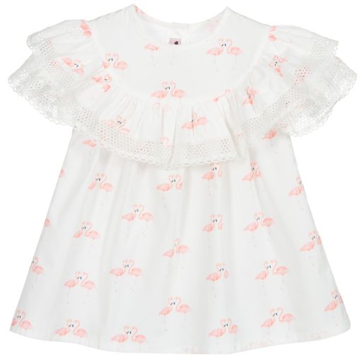 Phi Clothing-Белая блузка из хлопка с кружевной отделкой | Childrensalon Outlet