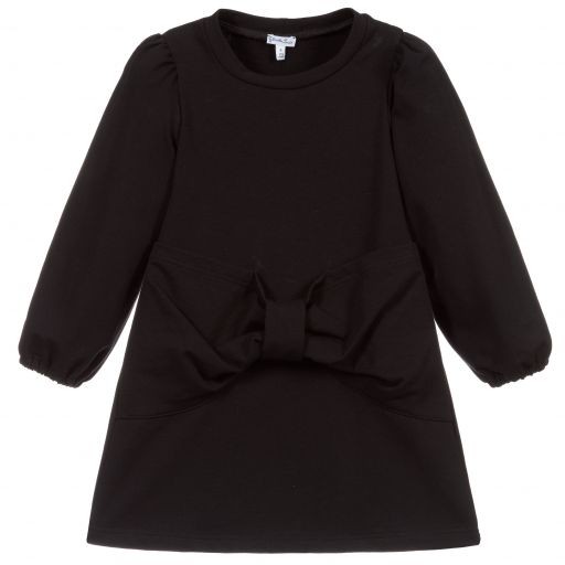 Piccola Ludo-Black Cotton Jersey Dress | Childrensalon Outlet