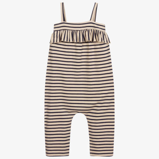 Piccola Ludo-Blue & Beige Striped Jumpsuit | Childrensalon Outlet