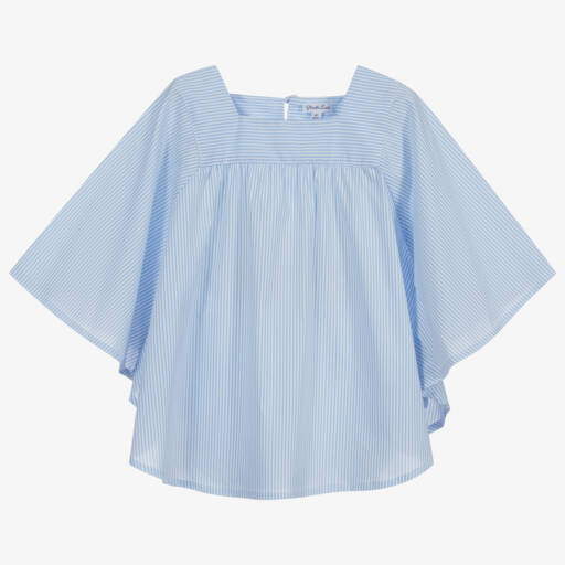 Piccola Ludo-بلوز قطن مقلم لون أزرق وأبيض | Childrensalon Outlet