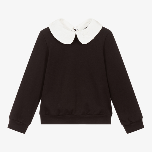 Piccola Ludo-Sweat-shirt à col noir Fille | Childrensalon Outlet