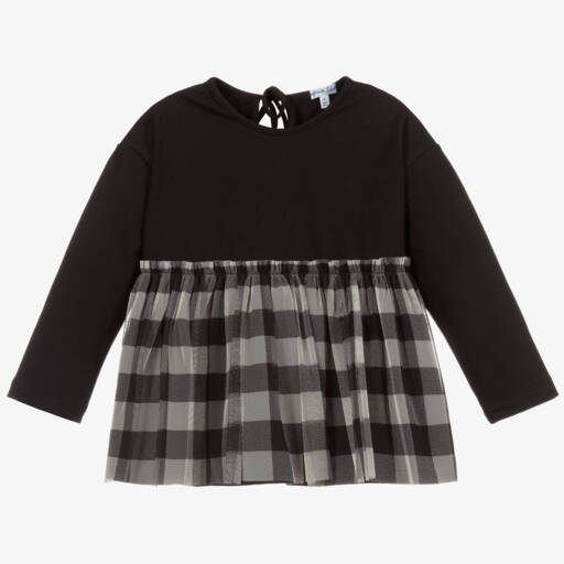 Piccola Ludo-Girls Black Jersey Top | Childrensalon Outlet