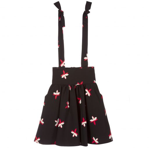 Piccola Ludo-Girls Black & Red Floral Skirt | Childrensalon Outlet