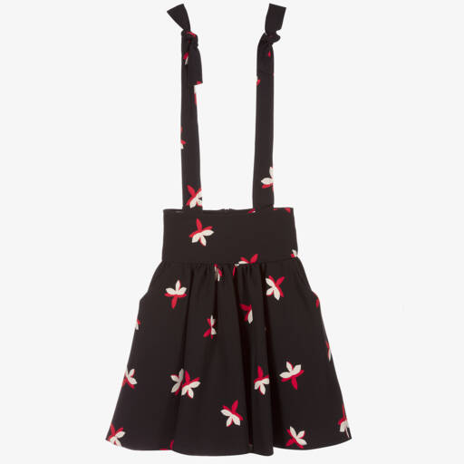 Piccola Ludo-Girls Black & Red Floral Skirt | Childrensalon Outlet