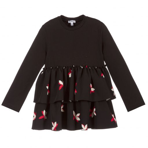 Piccola Ludo-Girls Black & Red Floral Top | Childrensalon Outlet