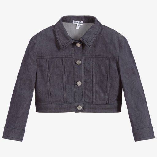 Piccola Ludo-جاكيت قصير قطن دنيم لون أزرق للبنات | Childrensalon Outlet