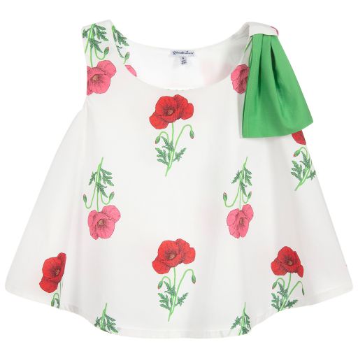 Piccola Ludo-Girls Ivory Cotton Blouse | Childrensalon Outlet
