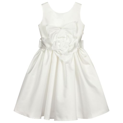 Piccola Ludo-Girls Ivory Satin Dress | Childrensalon Outlet