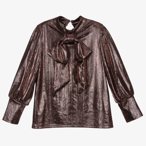 Piccola Ludo-Girls Metallic Pink Blouse | Childrensalon Outlet