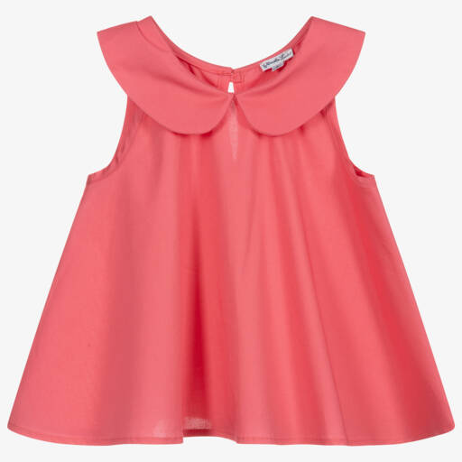 Piccola Ludo-Girls Pink Cotton Blouse | Childrensalon Outlet