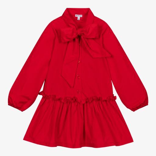 Piccola Ludo-Girls Red Bow Dress | Childrensalon Outlet