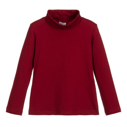 Piccola Ludo-Girls Red Funnel Neck Top | Childrensalon Outlet