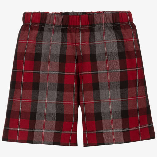 Piccola Ludo-Girls Red & Grey Check Shorts | Childrensalon Outlet