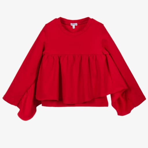 Piccola Ludo-Girls Red Jersey Blouse | Childrensalon Outlet