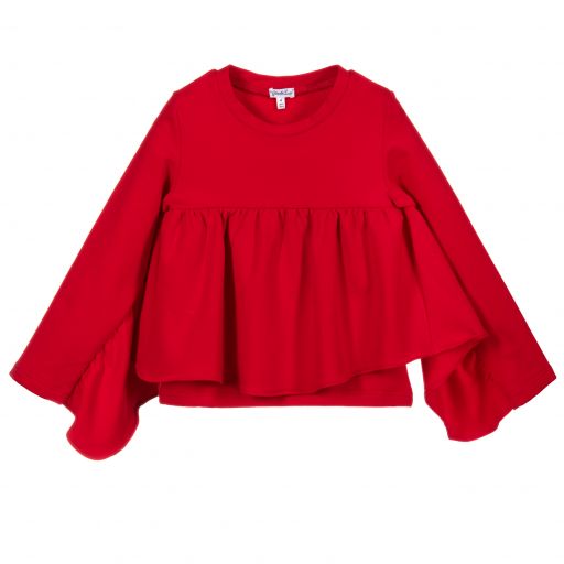 Piccola Ludo-Girls Red Jersey Blouse | Childrensalon Outlet