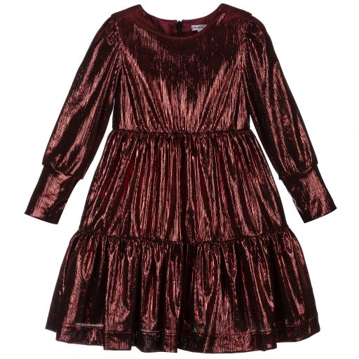 Piccola Ludo-Girls Red Metallic Dress | Childrensalon Outlet