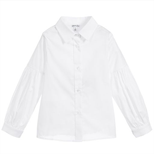 Piccola Ludo-Girls White Cotton Blouse | Childrensalon Outlet