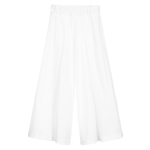 Piccola Ludo-Girls White Cotton Trousers | Childrensalon Outlet