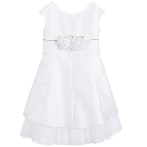 Piccola Ludo-Girls White Satin Dress | Childrensalon Outlet