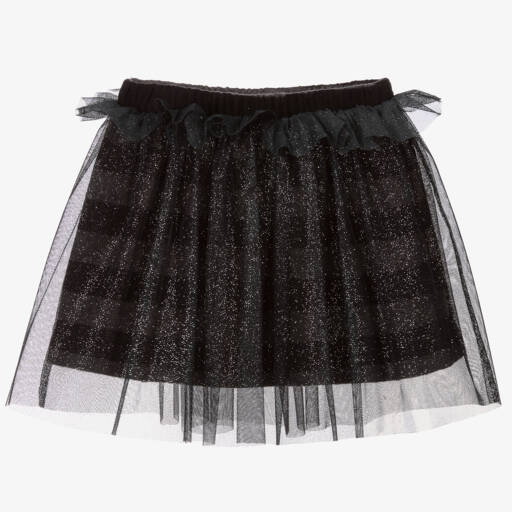 Piccola Ludo-Grey Knit & Tulle Skirt | Childrensalon Outlet