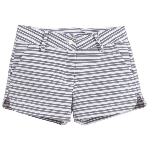 Piccola Ludo-Grey Striped Viscose Shorts | Childrensalon Outlet