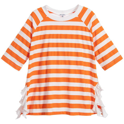 Piccola Ludo-Orange & White Jersey T-Shirt | Childrensalon Outlet