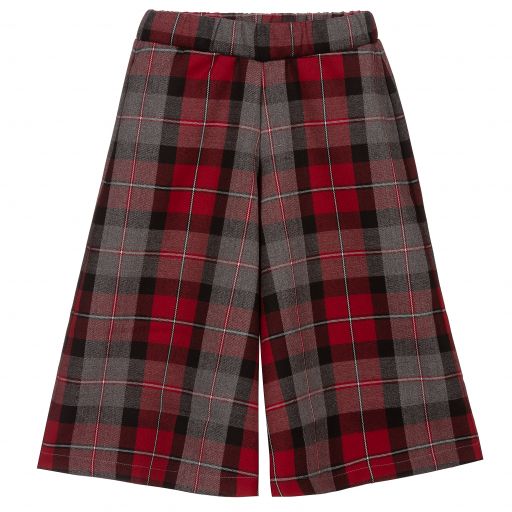 Piccola Ludo-Red & Grey Check Culottes | Childrensalon Outlet