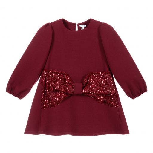 Piccola Ludo-Red Sequinned Bow Dress | Childrensalon Outlet