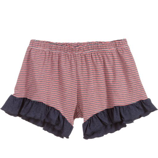 Piccola Ludo-Red Striped Viscose Shorts | Childrensalon Outlet