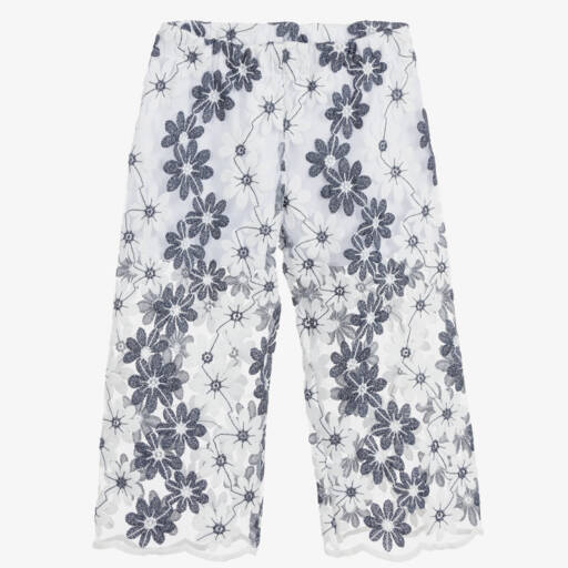 Piccola Ludo-بنطلون تول لون أبيض و كحلي للبنات | Childrensalon Outlet