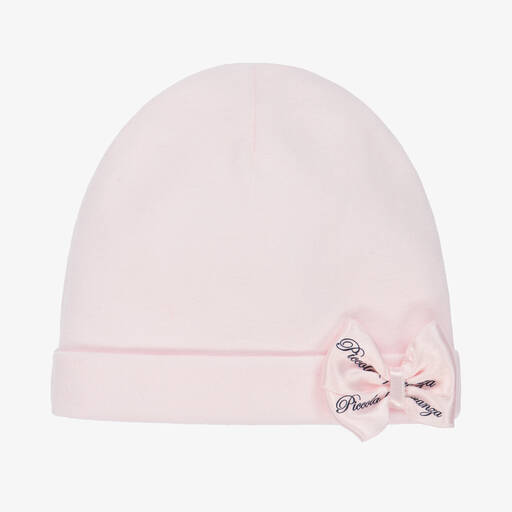 Piccola Speranza-Baby Girls Pink Cotton Hat | Childrensalon Outlet