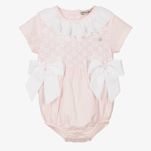 Piccola Speranza-Baby Girls Pink Striped Cotton Shortie | Childrensalon Outlet