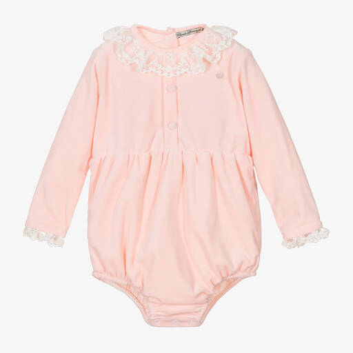 Piccola Speranza-Baby Girls Pink Velour Shortie  | Childrensalon Outlet