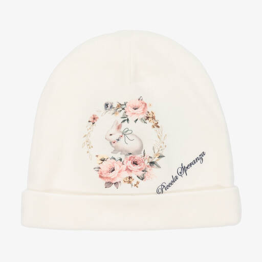 Piccola Speranza-Bonnet blanc Lapin Bébé fille | Childrensalon Outlet