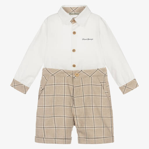 Piccola Speranza-Бежевая рубашка и шорты в клетку для мальчиков | Childrensalon Outlet