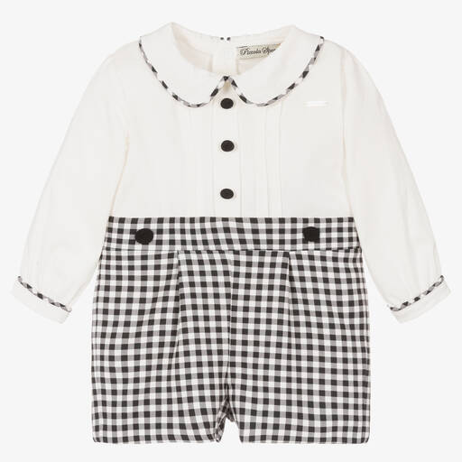 Piccola Speranza-بودي سوت كاروهات أطفال ولادي يقطن لون أسود وأبيض | Childrensalon Outlet