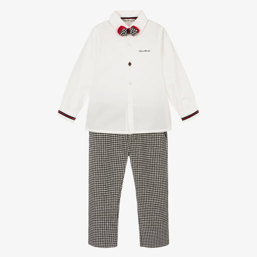 Piccola Speranza-Boys Black Wool Houndstooth Trouser Set | Childrensalon Outlet