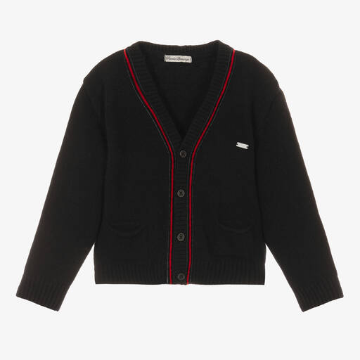 Piccola Speranza-Boys Black Wool Knitted Cardigan | Childrensalon Outlet