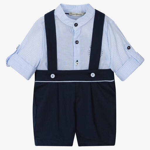 Piccola Speranza-طقم شورت أطفال ولادي قطن لون أزرق وكحلي | Childrensalon Outlet