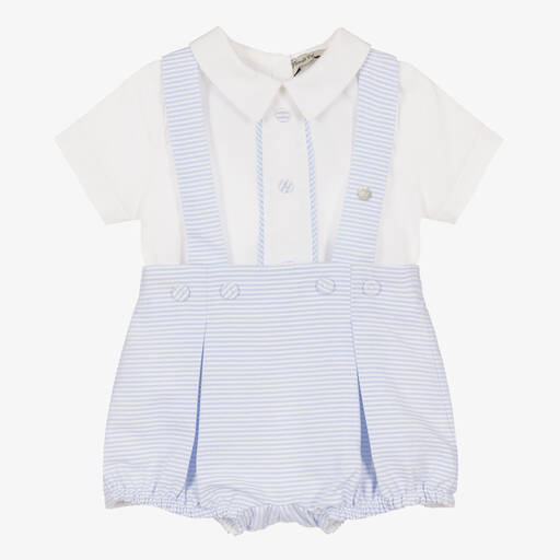 Piccola Speranza-Boys Blue Cotton Striped Shorts Set | Childrensalon Outlet