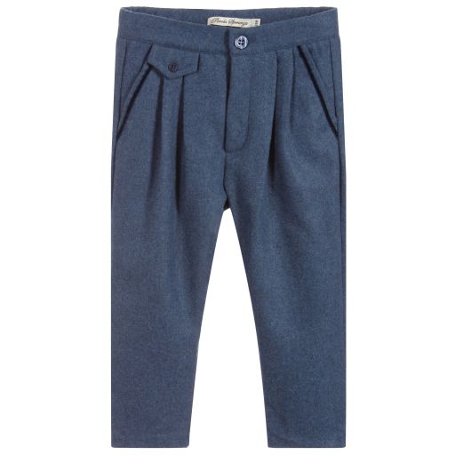 Piccola Speranza-Boys Blue Cotton Trousers | Childrensalon Outlet